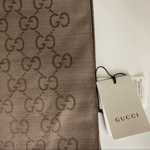 NWT GUCCI Jacquard Pattern Scarf Wool/Silk - Picture 3 of 7